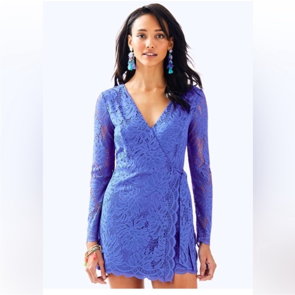 NWT Lilly Pulitzer Tiki Wrap Romper Beckon Blue Size S